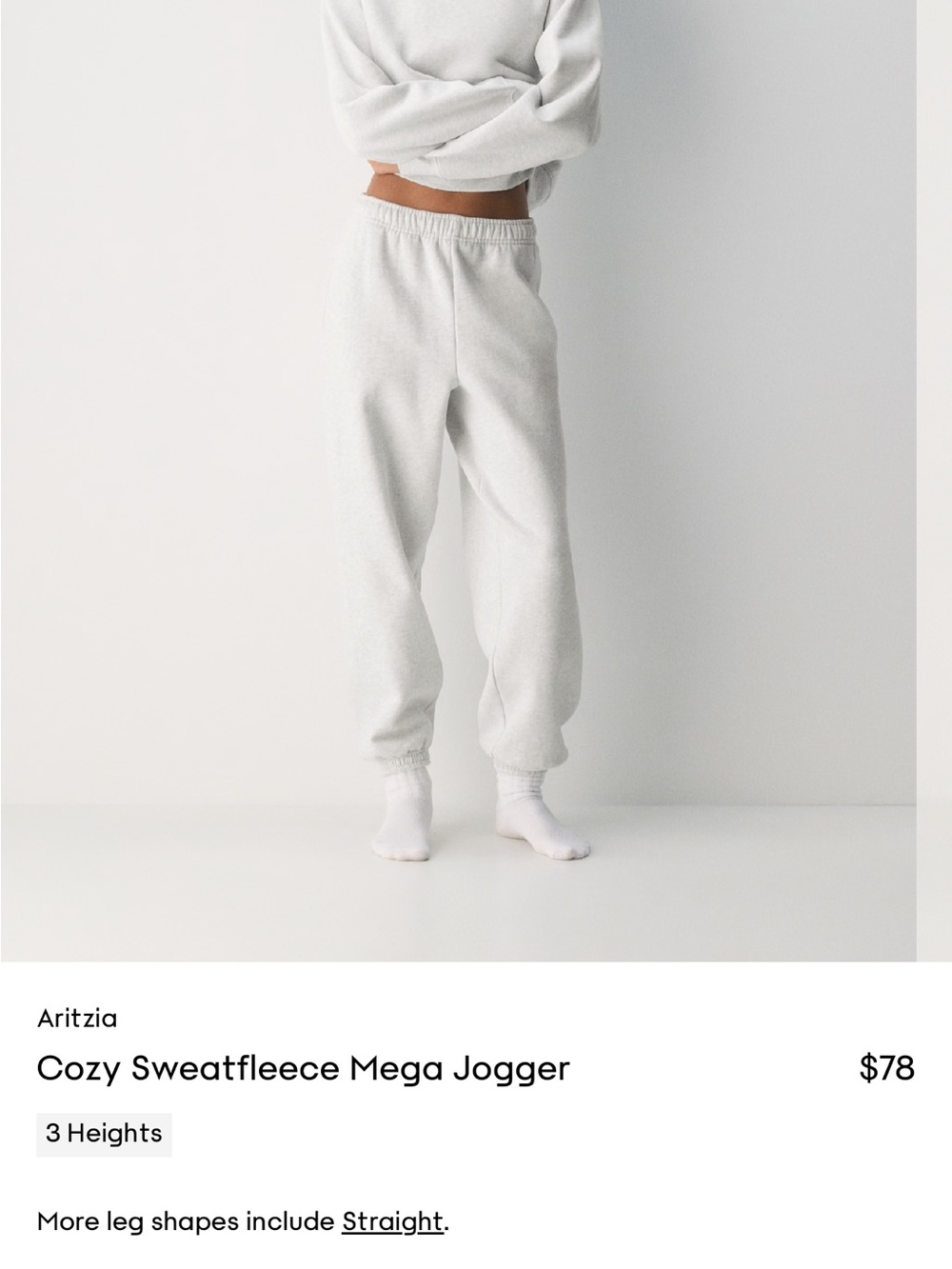 Aritzia Cozy Sweatfleece Mega Jogger - Off-White